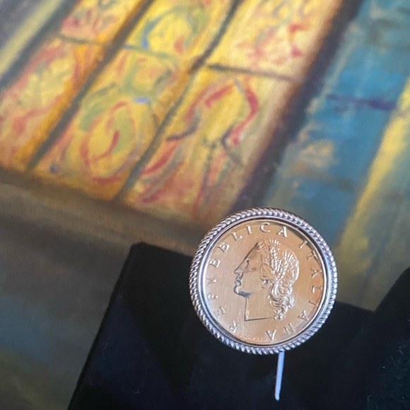 925 Sterling Silver Authentic Italian Coin Ring - Picture 1 of 10